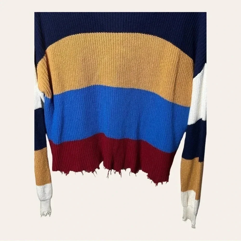 1284. Fate LONG SLEEVE SWEATER SIZE LARGE FACTORY‎ DISTRESSING COLOR BLOCK LG.
